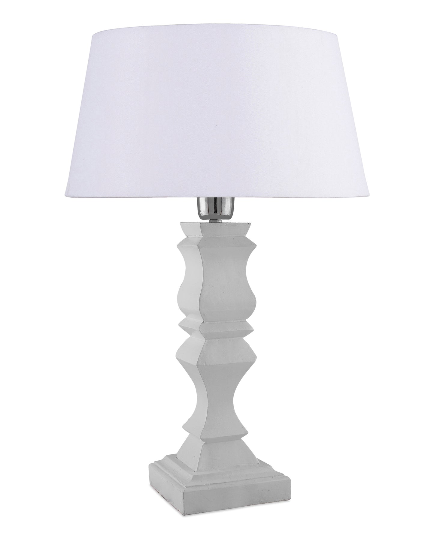 Classic Cube Cut White Table Lamp with Empire Drum Shade