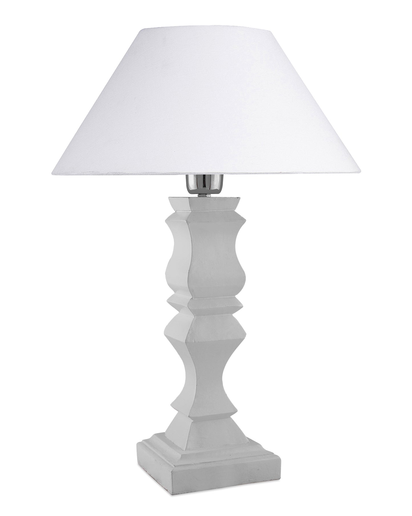 Classic Cube Cut White Table Lamp with Cone Shade