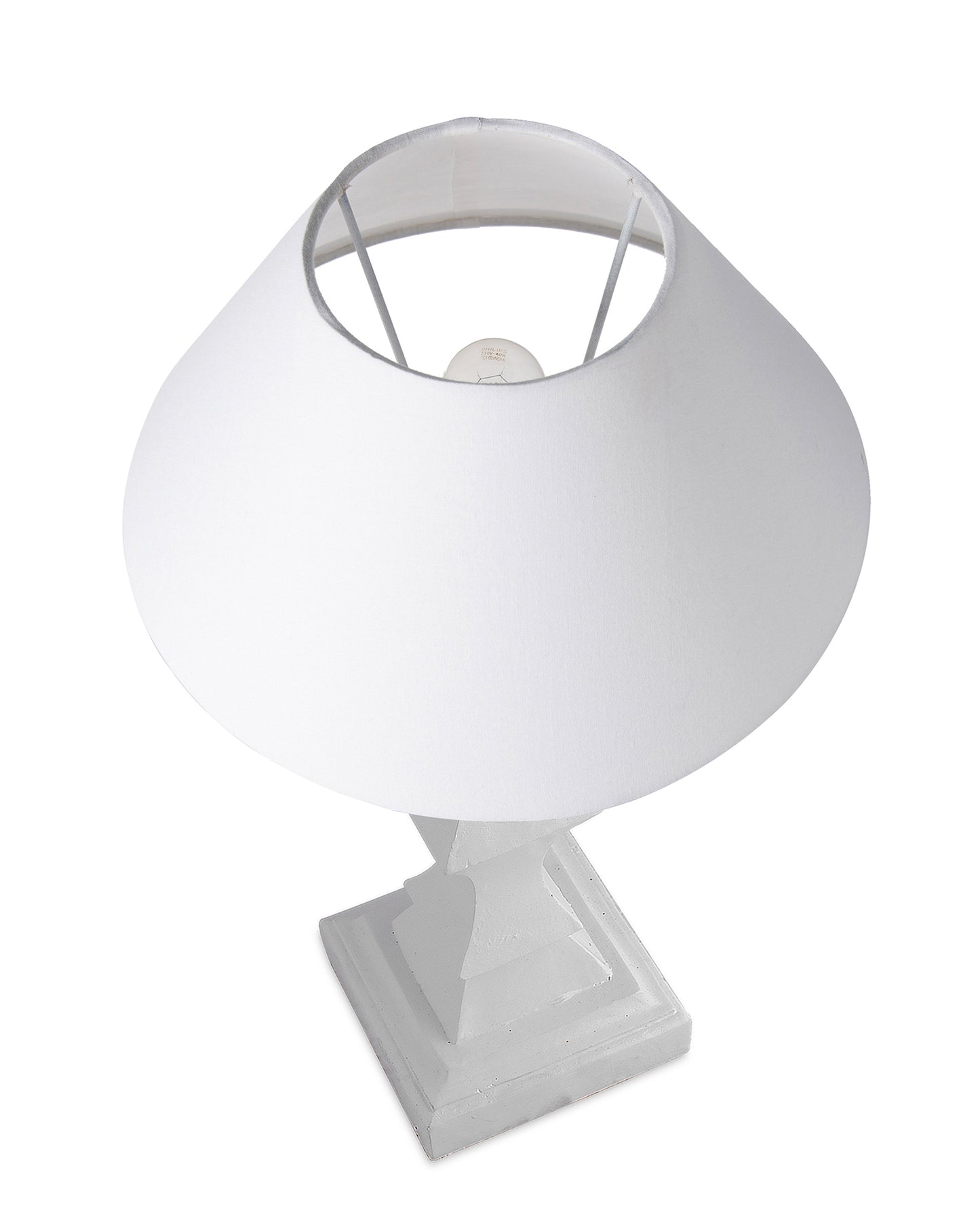 Classic Cube Cut White Table Lamp with Cone Shade