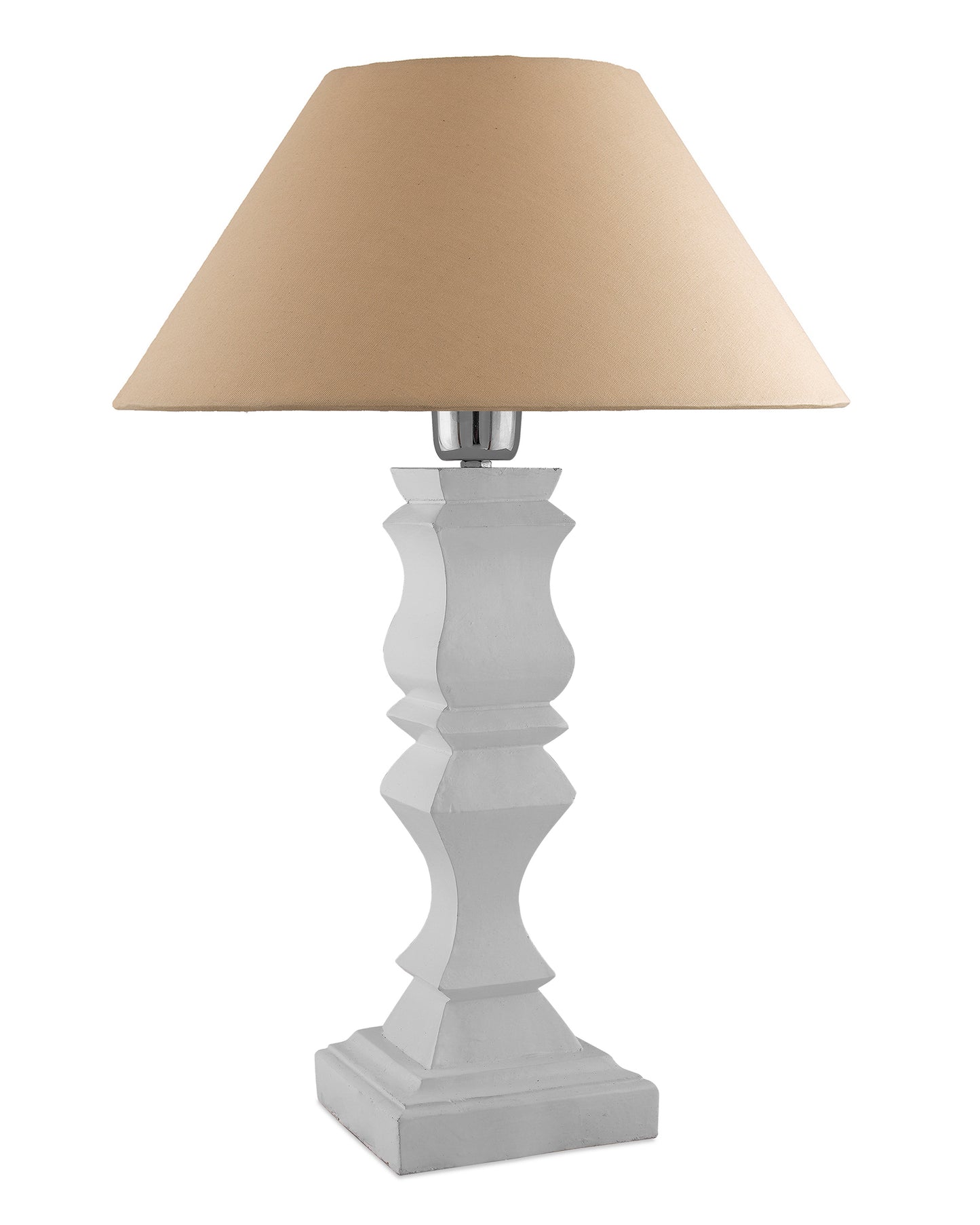 Classic Cube Cut White Table Lamp with Cone Shade