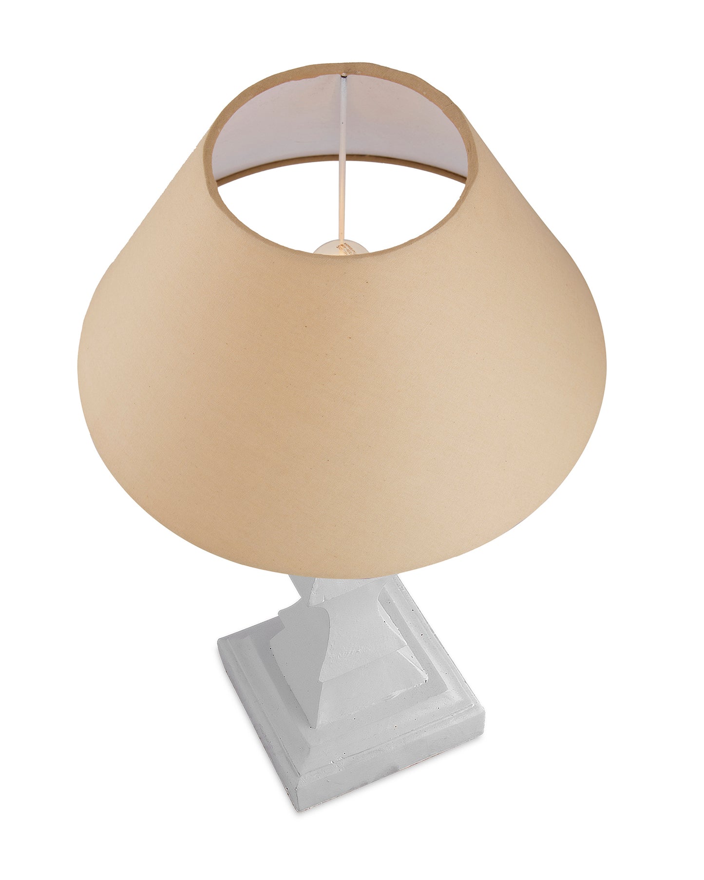 Classic Cube Cut White Table Lamp with Cone Shade