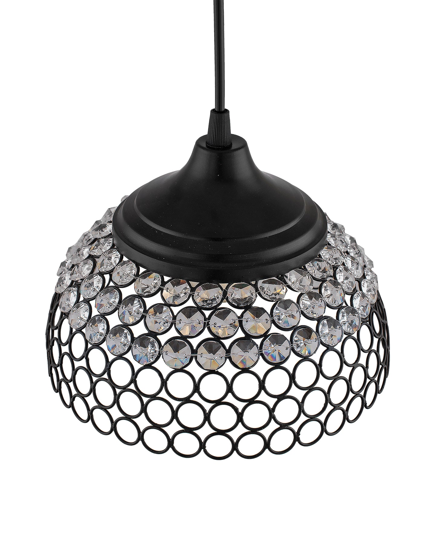 Matt Black Crystal Hanging Hemisphere Light, Ceiling Light, Nordic E27 Pendant