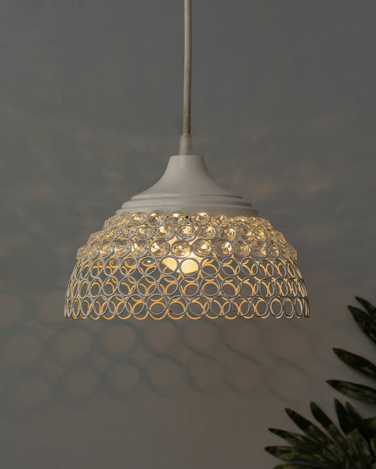 White Crystal Hanging Hemisphere Light, Ceiling Light, Nordic E27 Pendant