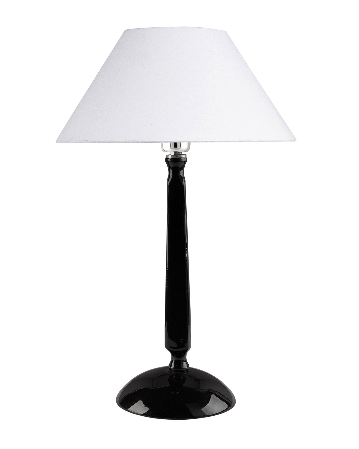 Glossy Black Cubist Aluminium Table Lamp With Cone Shade, Bedside, Living Room Study Lamp, Bulb Included