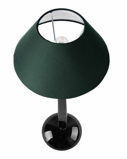 Glossy Black Cubist Aluminium Table Lamp With Cone Shade, Bedside, Living Room Study Lamp, Bulb Included