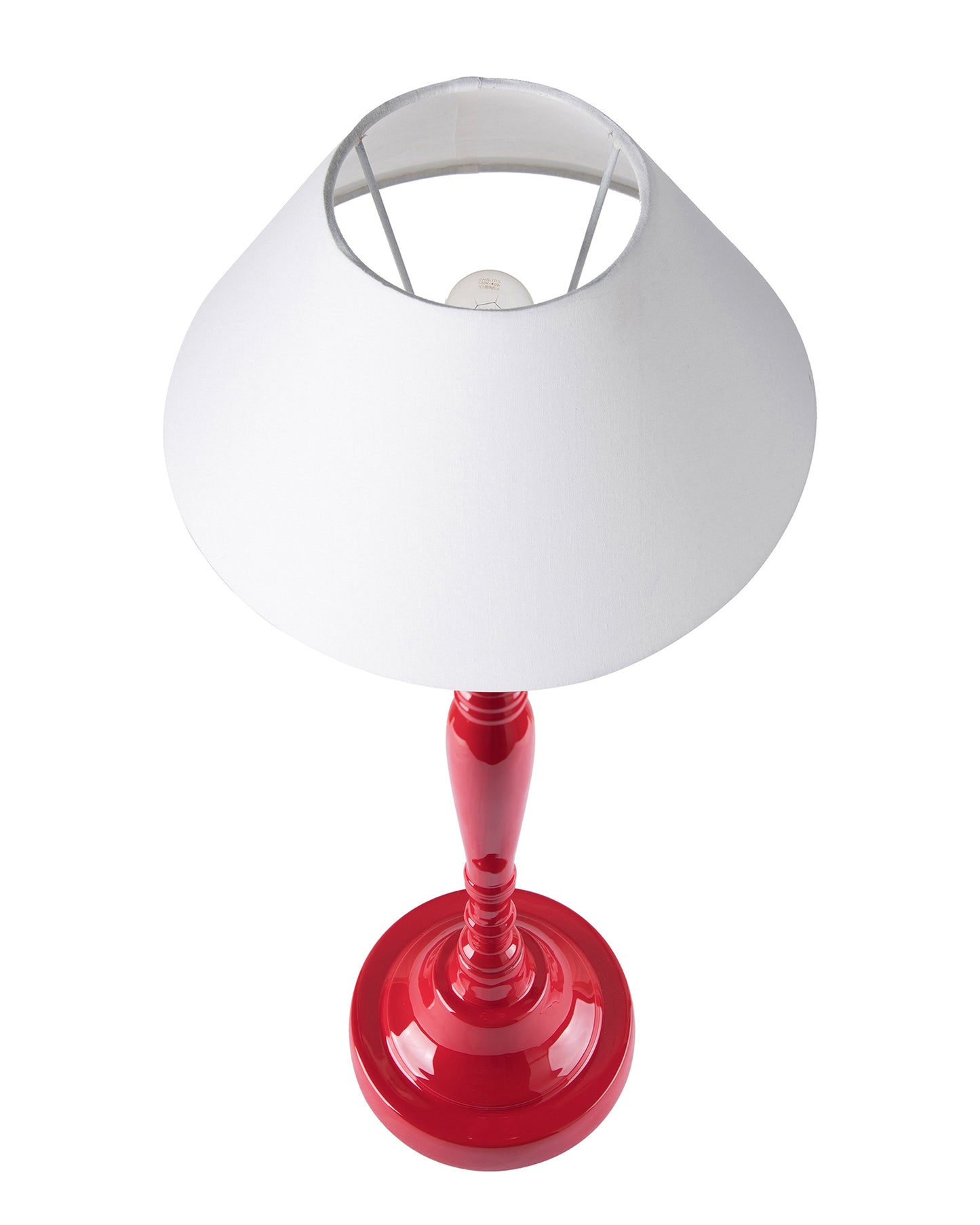 Glossy Red Imperial Aluminium Table Lamp With Cone Shade, Bedside, Living Room Study Lamp, Bulb Included