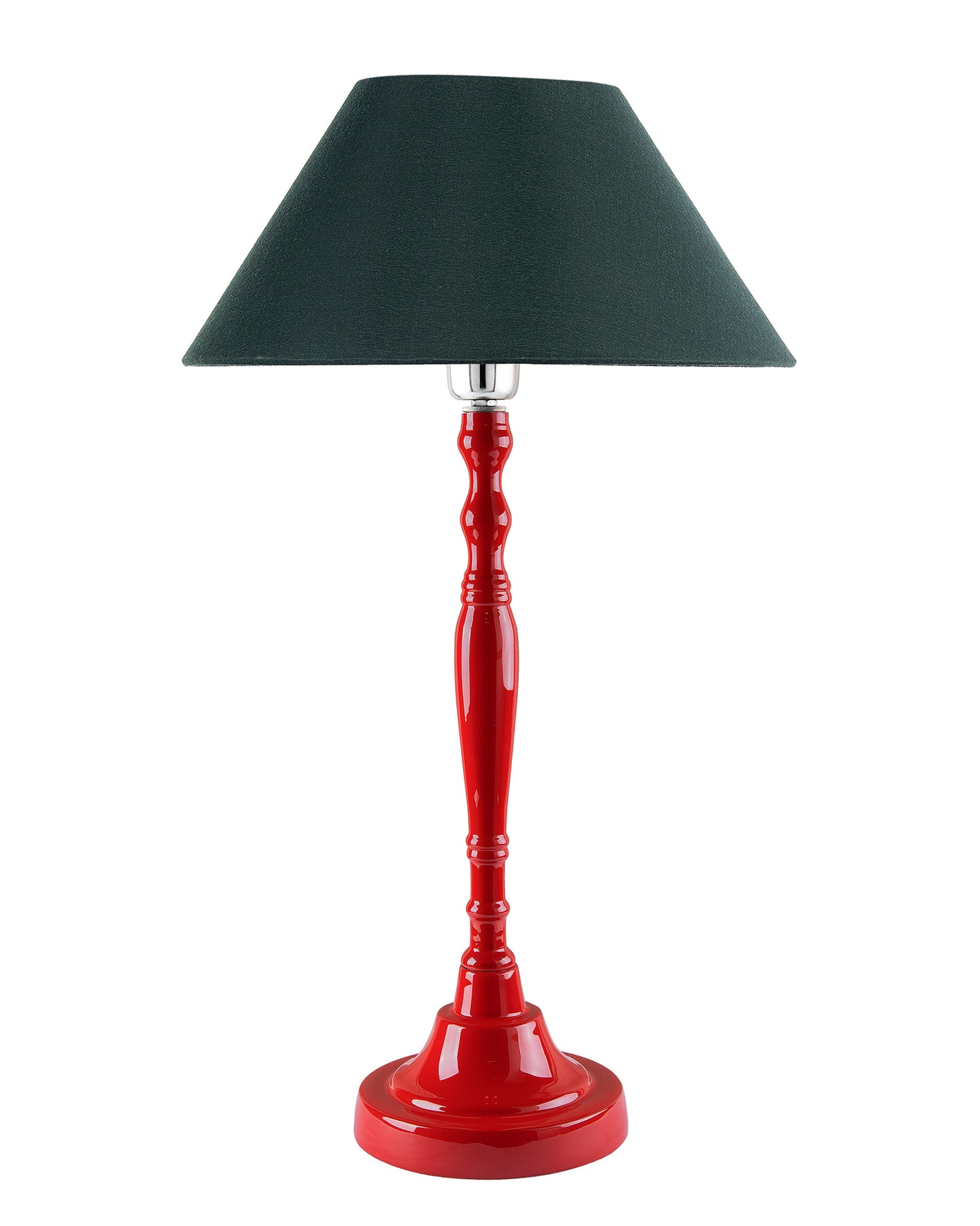 Glossy Red Imperial Aluminium Table Lamp With Cone Shade, Bedside, Living Room Study Lamp, Bulb Included