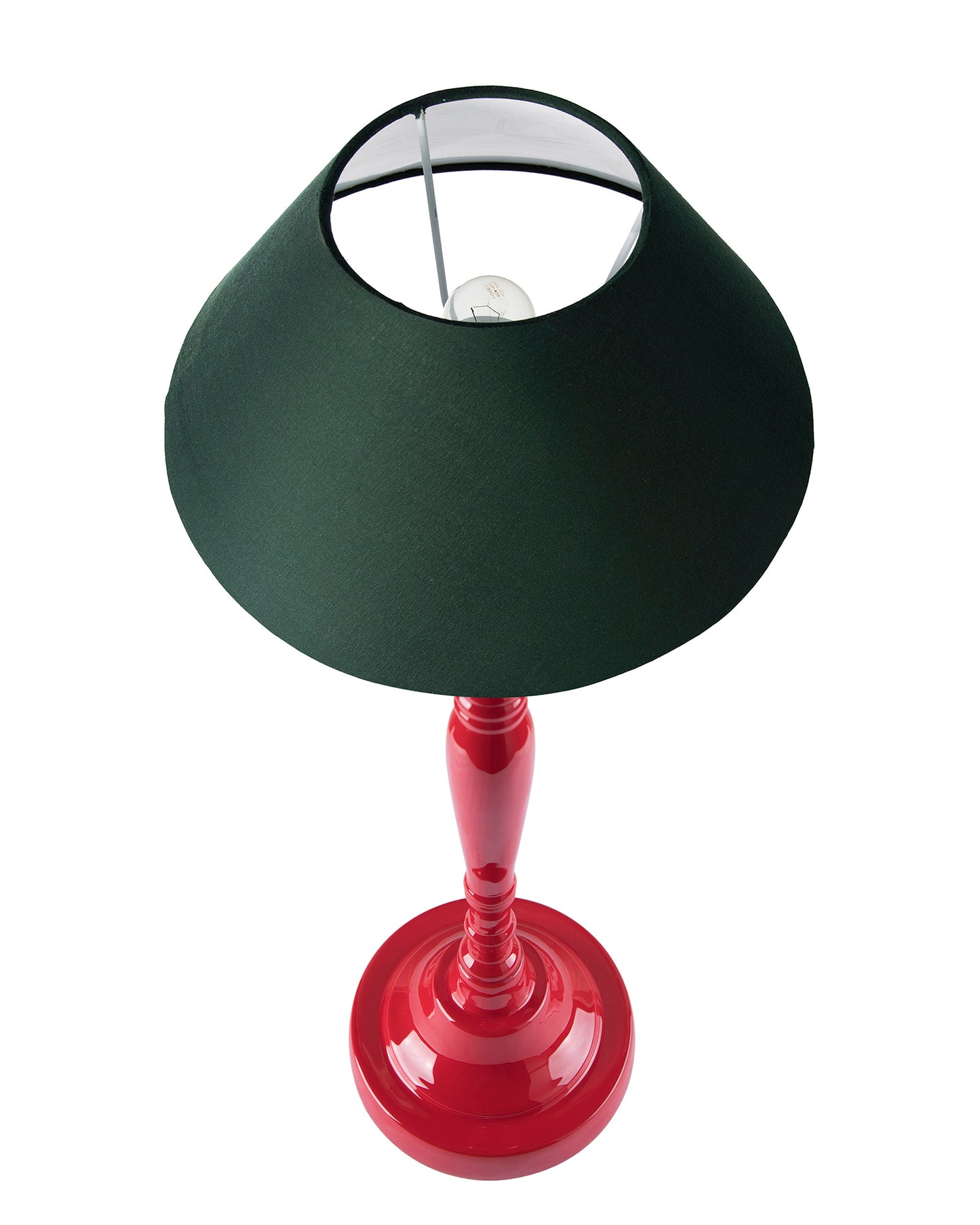 Glossy Red Imperial Aluminium Table Lamp With Cone Shade, Bedside, Living Room Study Lamp, Bulb Included