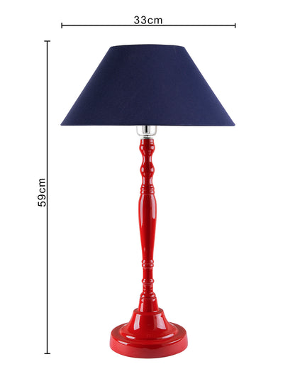 Glossy Red Imperial Aluminium Table Lamp With Cone Shade, Bedside, Living Room Study Lamp, Bulb Included