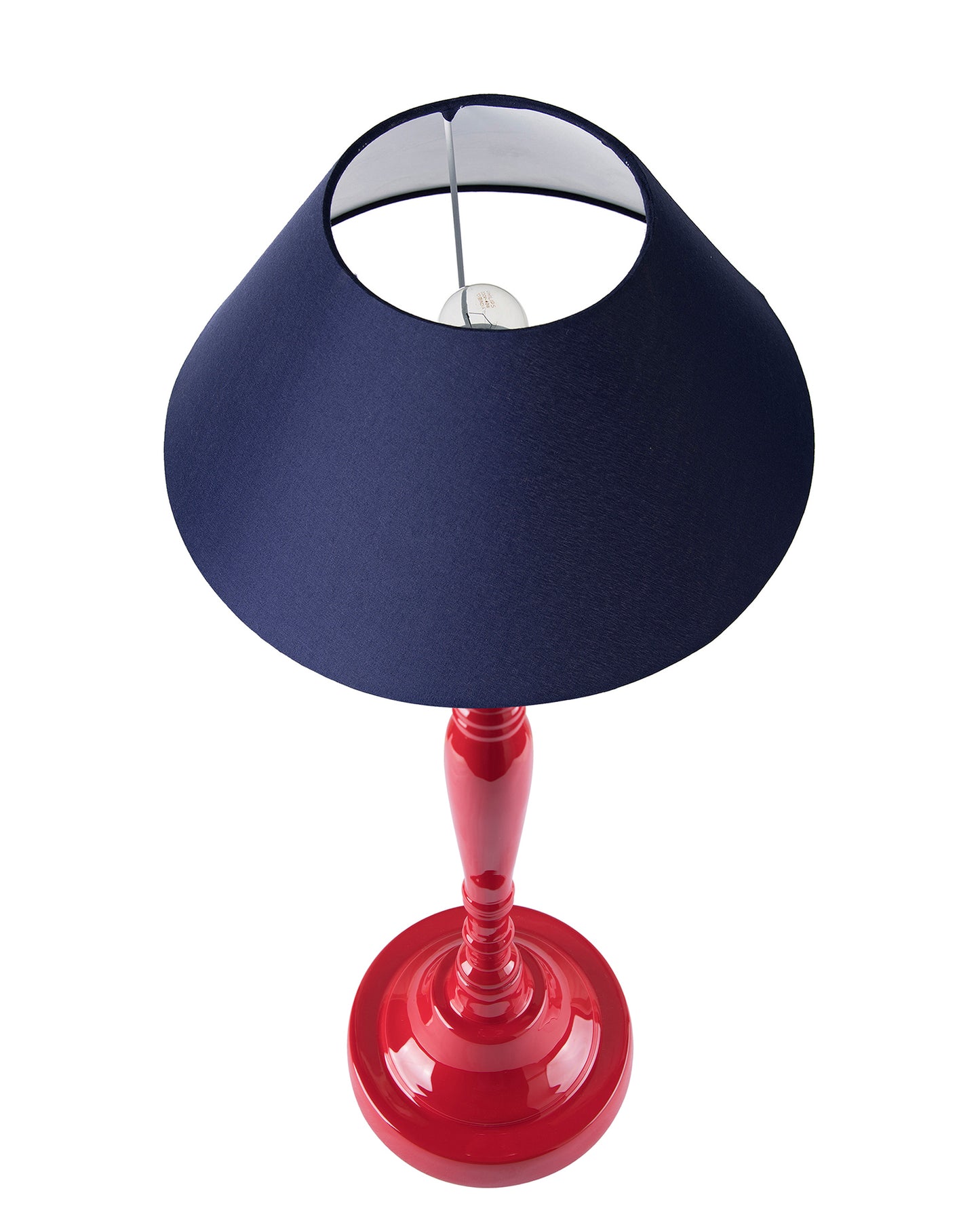 Glossy Red Imperial Aluminium Table Lamp With Cone Shade, Bedside, Living Room Study Lamp, Bulb Included