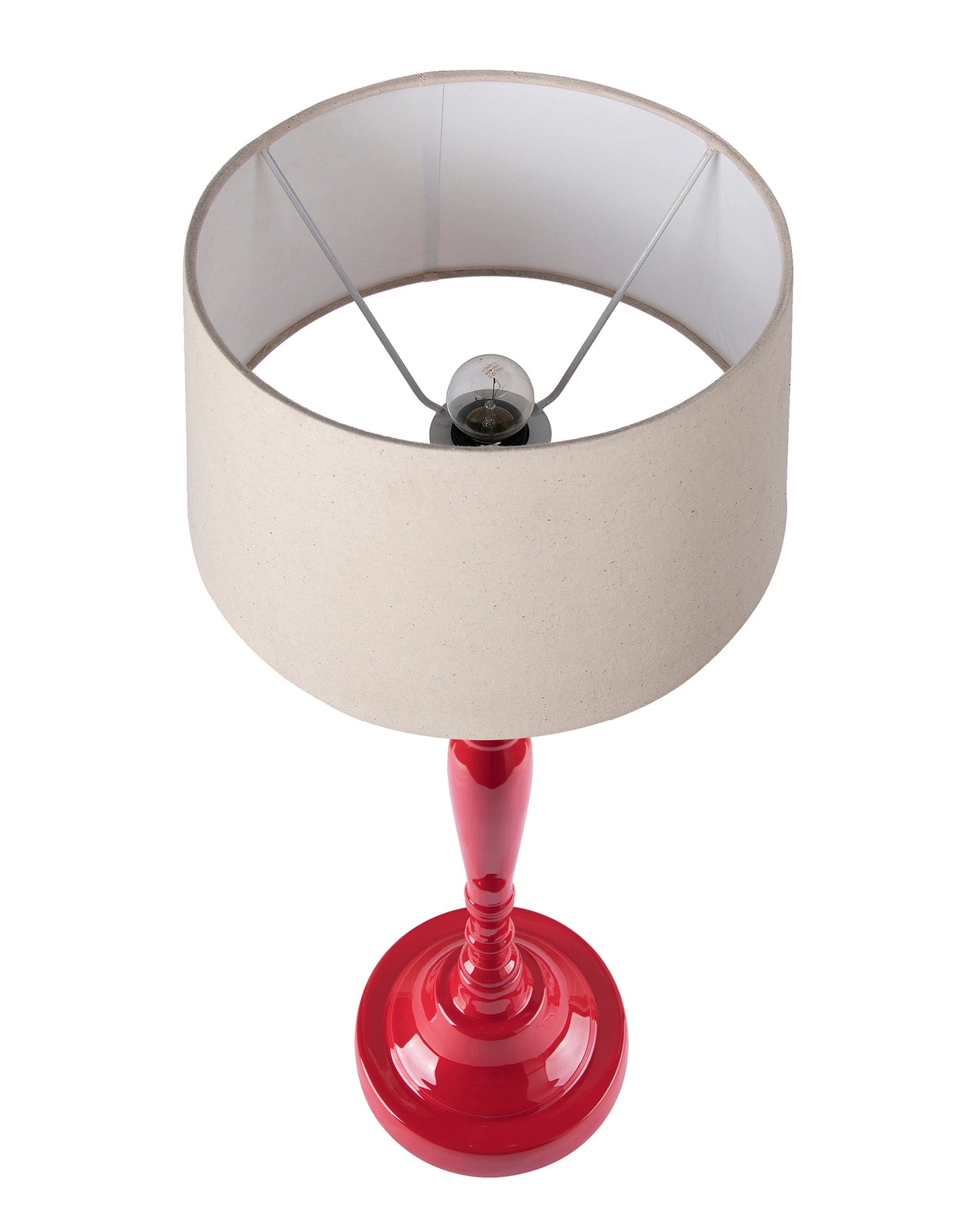 Glossy Red Imperial Aluminium Table Lamp With Cone Shade, Bedside, Living Room Study Lamp, Bulb Included