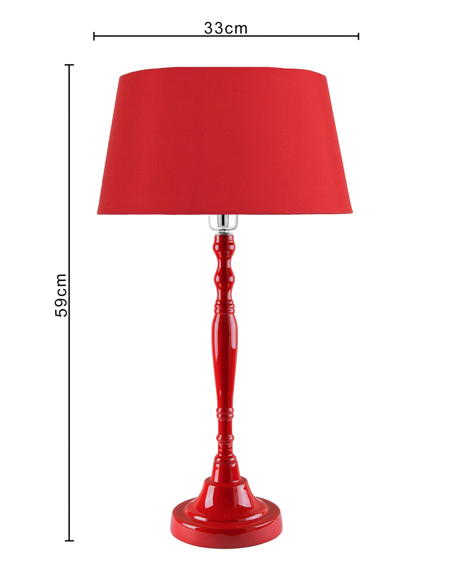 Glossy Red Imperial Aluminium Table Lamp With Cone Shade, Bedside, Living Room Study Lamp, Bulb Included