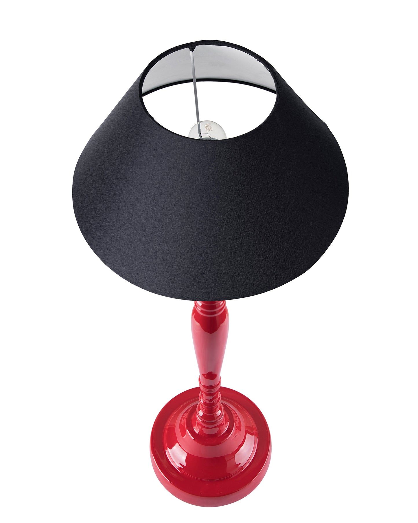 Glossy Red Imperial Aluminium Table Lamp With Cone Shade, Bedside, Living Room Study Lamp, Bulb Included