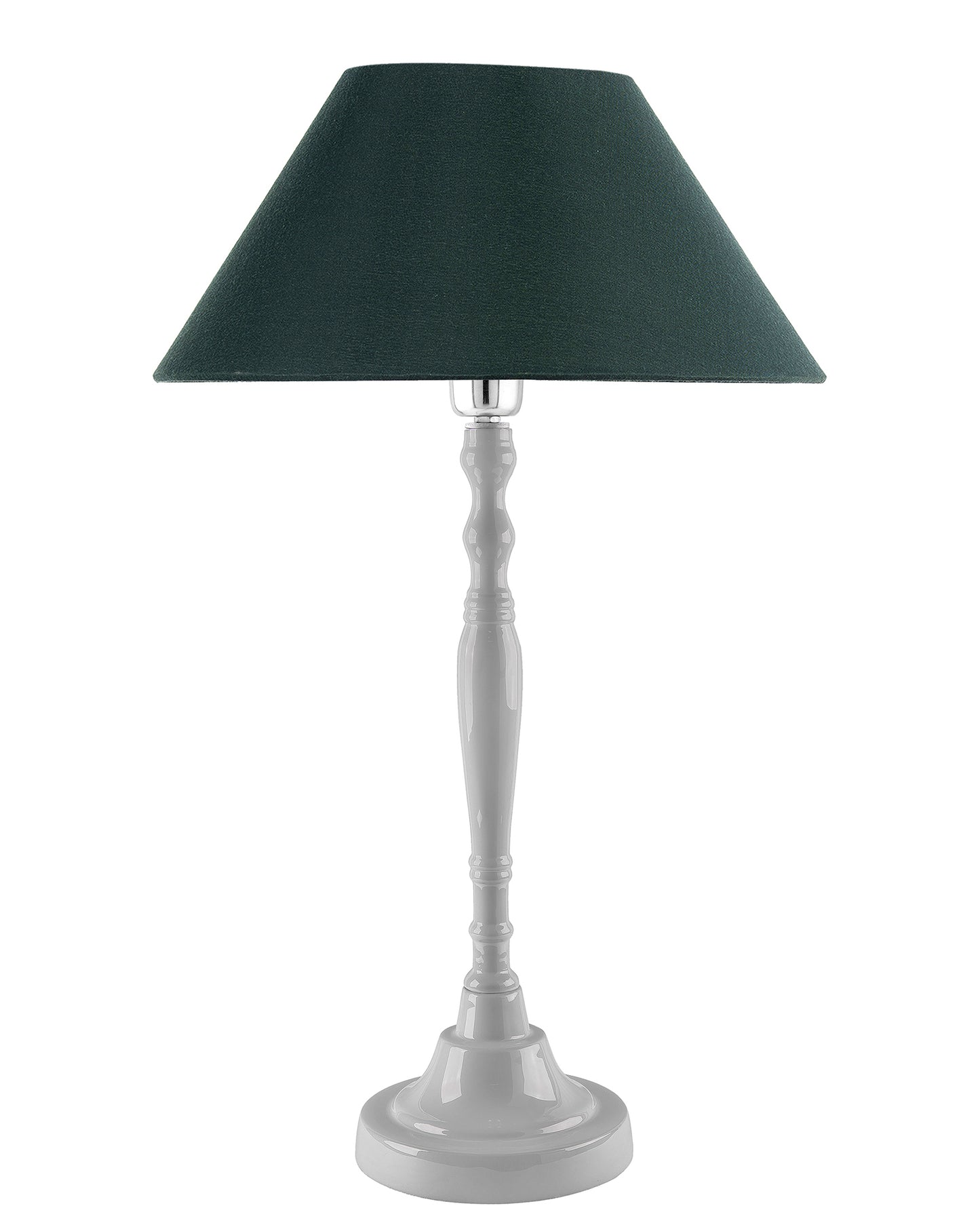 Glossy White Imperial Aluminium Table Lamp With Cone Shade, Bedside, Living Room Study Lamp, Bulb Included