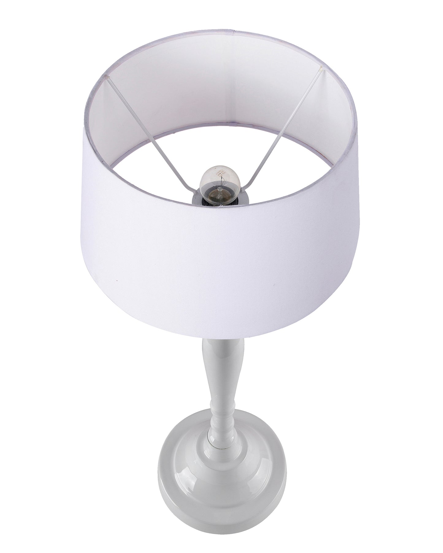 Glossy White Imperial Aluminium Table Lamp With Cone Shade, Bedside, Living Room Study Lamp, Bulb Included