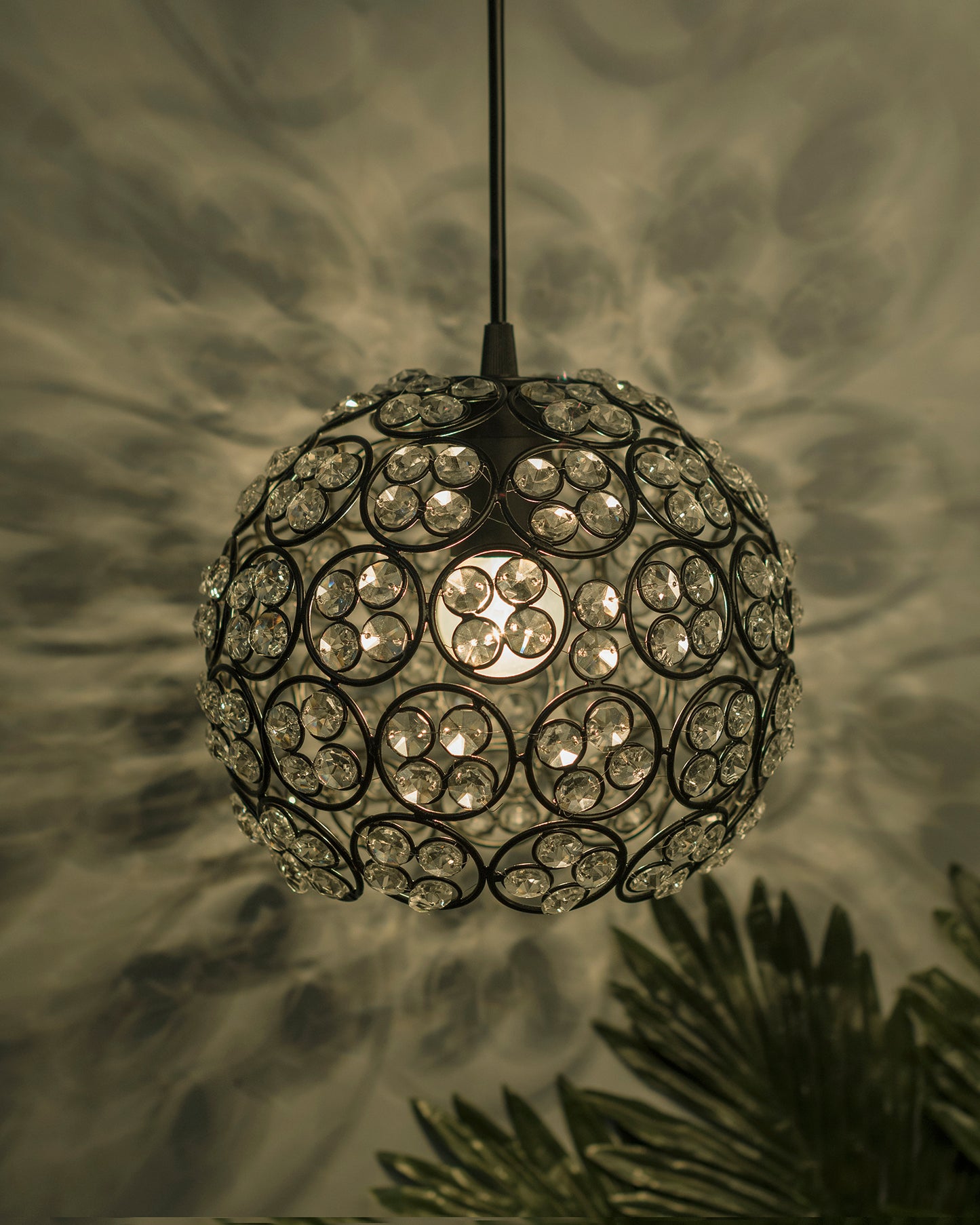 Matt Black Quad Crystal Hanging Globe Light, Ceiling Light, Nordic E27 Pendant, Large