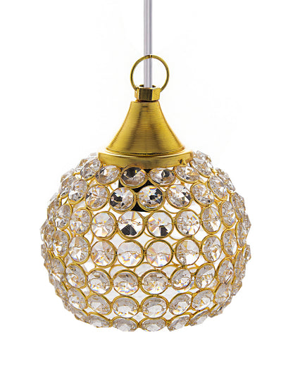 3-Lights Round Golden Cluster Chandelier Crystal Half Globe Hanging Light, E27 Holder, Decorative, URBAN Retro, Nordic Style, LED/Filament Bulb
