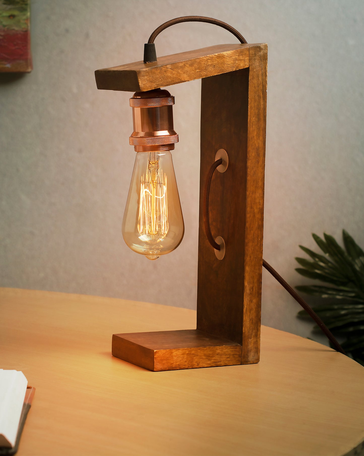 Table Wooden Lamp with Holder