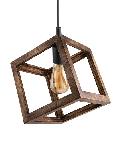 3-Lights Round Cluster Chandelier Modern Nordic Walnut Finish Wooden Pendant Cube Light with Silicone Holder, URBAN Retro, Nordic Style, LED/Filament Bulb