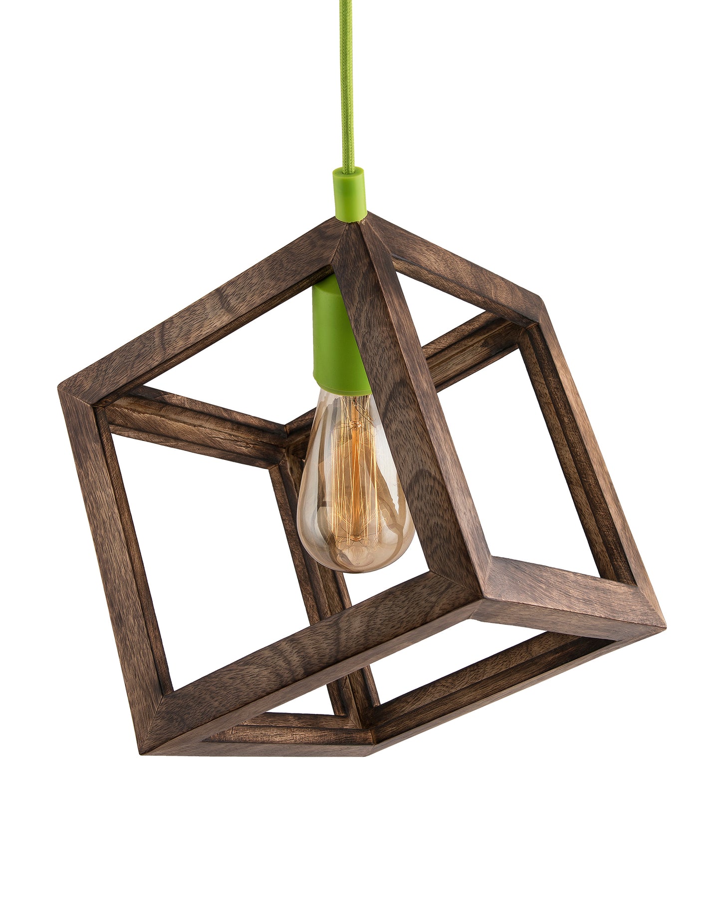 3-Lights Round Cluster Chandelier Modern Nordic Walnut Finish Wooden Pendant Cube Light with Silicone Holder, URBAN Retro, Nordic Style, LED/Filament Bulb