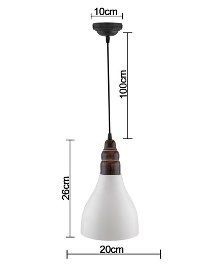 Croft Metal Wood Pendant Light, White Metal Antique Black Hanging Ceiling Light