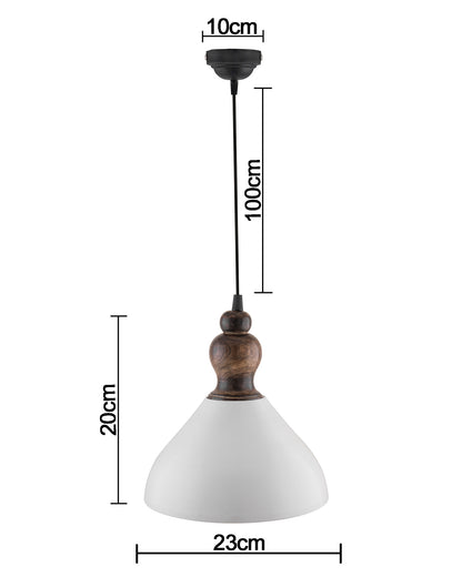 Nate Metal Wood Pendant Light, White Metal Antique Black Hanging Ceiling Light