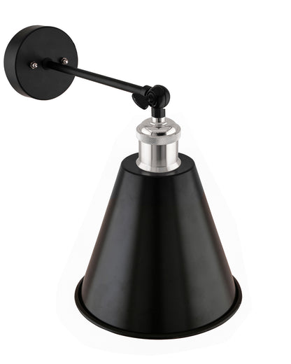 Edison Wall Black Gaurd Shade Lamp, Vintage Industrial Loft, E27 Holder, Decorative, Black Swing Wall Light