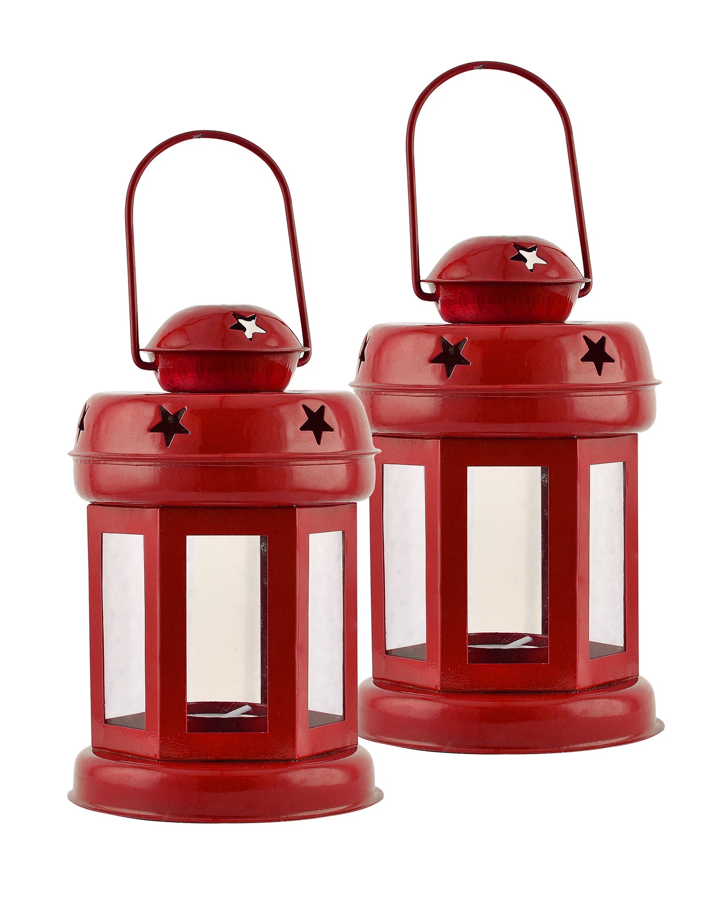 Star Light Decorative Metal Lantern Indoor/Outdoor Hanging Lantern, Set of 2 Designer Candle Tealight Holder