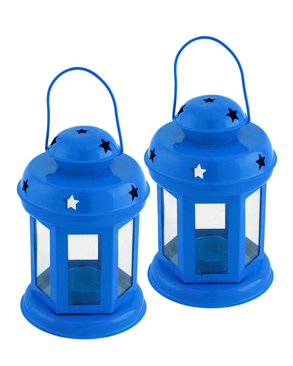 Star Light Decorative Metal Lantern Indoor/Outdoor Hanging Lantern, Set of 2 Designer Candle Tealight Holder