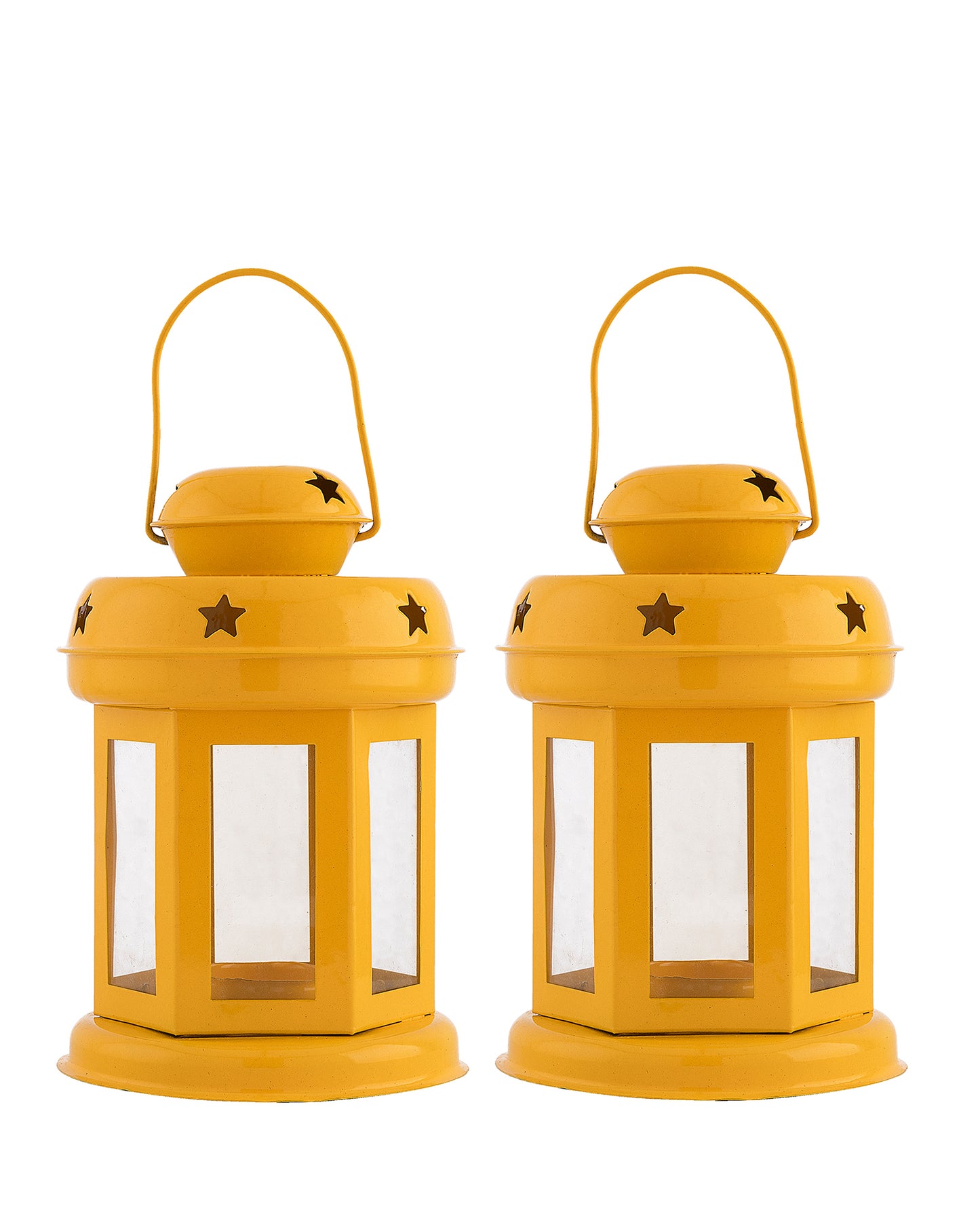 Star Light Decorative Metal Lantern Indoor/Outdoor Hanging Lantern, Set of 2 Designer Candle Tealight Holder