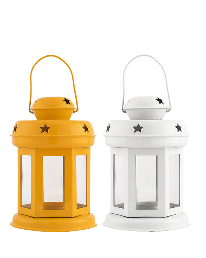 Star Light Decorative Metal Lantern Indoor/Outdoor Hanging Lantern, Set of 2 Designer Candle Tealight Holder