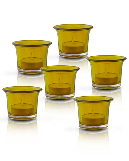 Collar Glass Tea Light Candle Holder, Set of 6