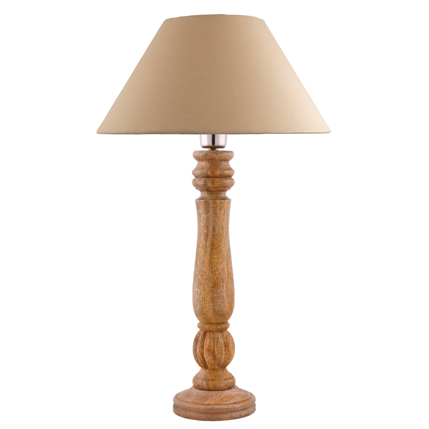 Classic Victorian Natural Wood Table Lamp With Shade