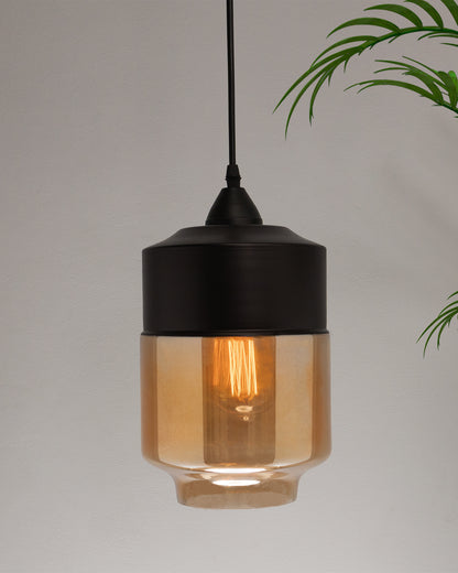 Glass Pendant Light Black Loft Bar Counter Dining Room Creative LED/Filament Ceiling Hanging Lamp, E27, Cylinder
