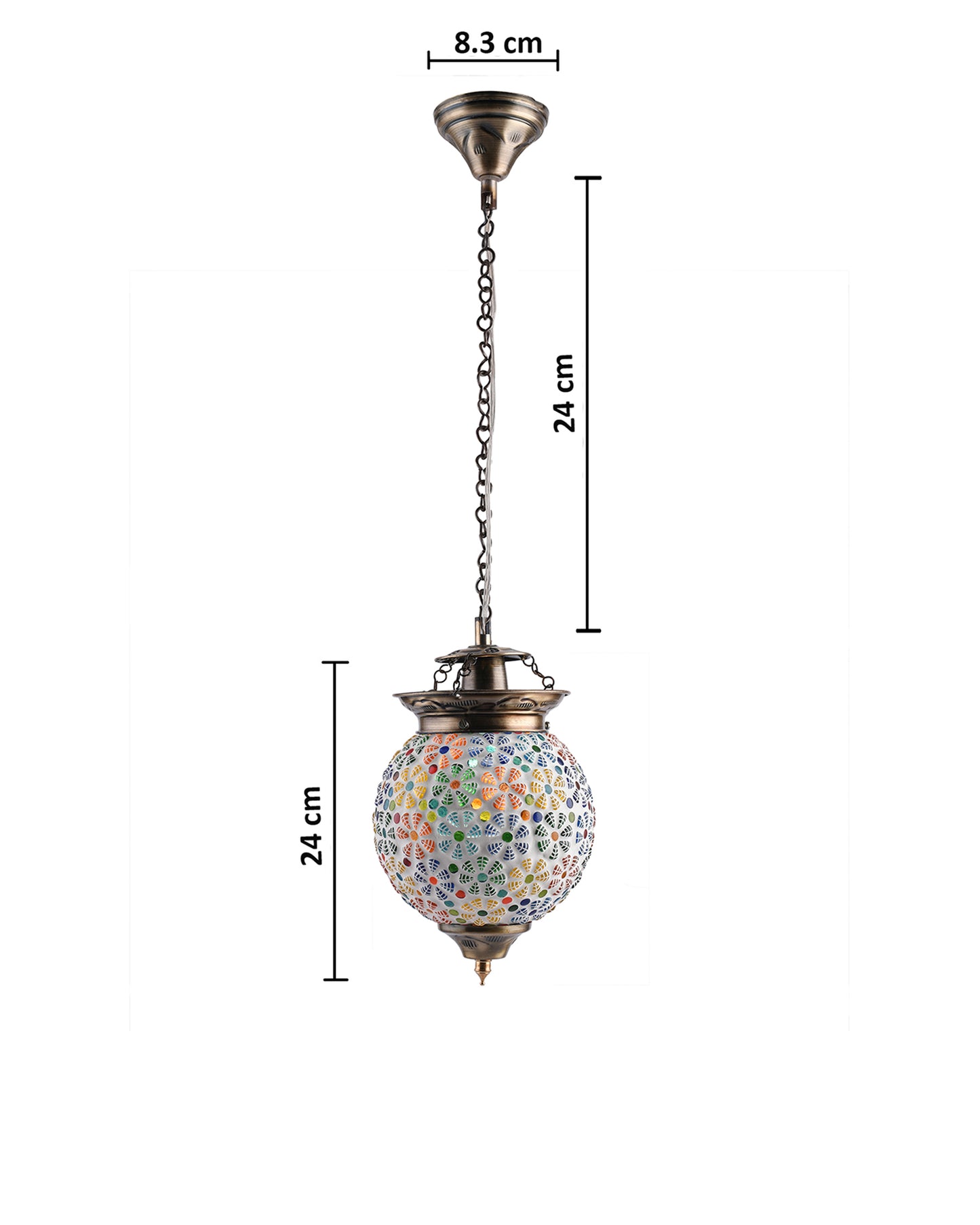 Antique Turkish Moroccan Mosaic Pendant with Metal Ceiling Hanging Light