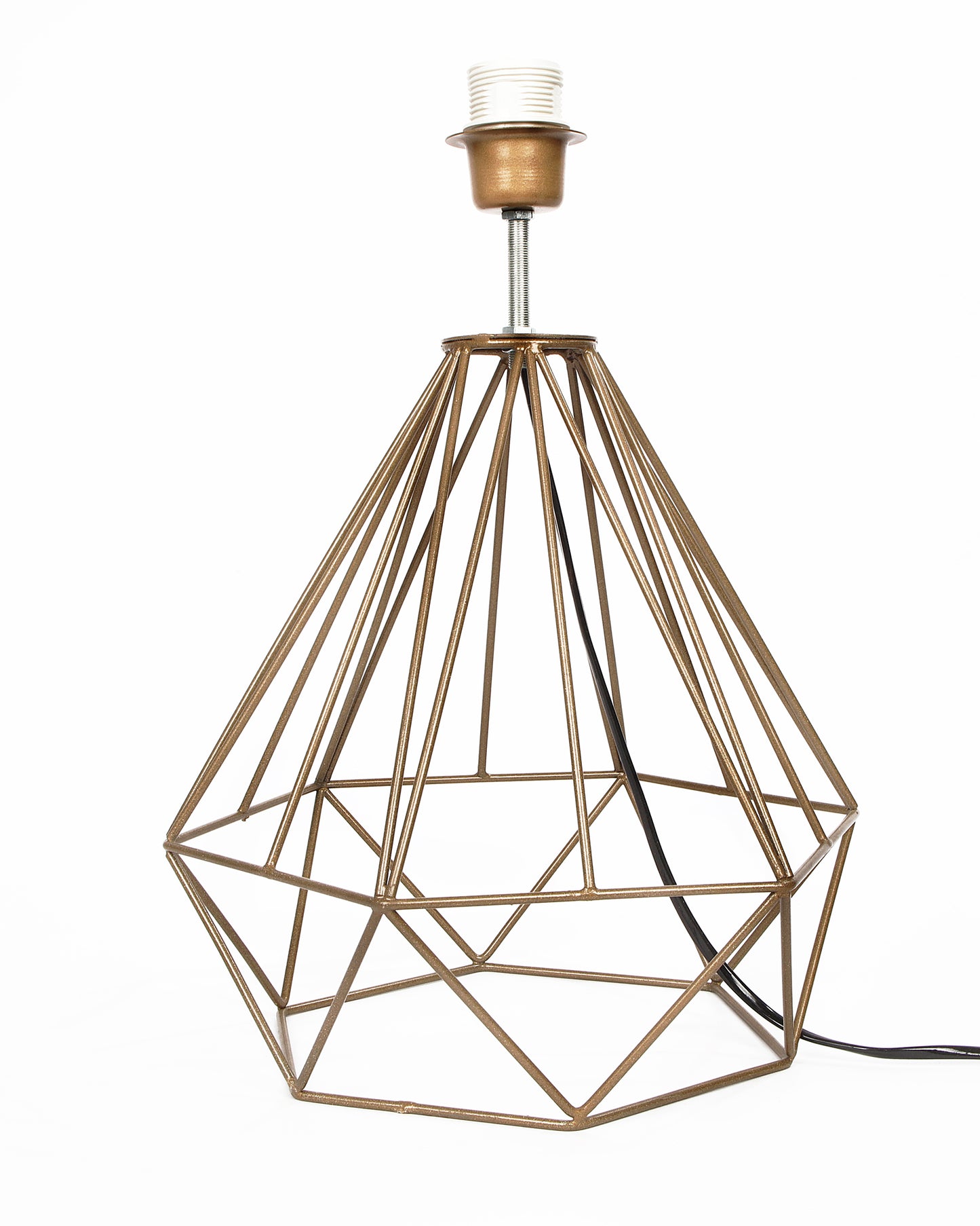 Modern Farmhouse Metal Diamond Desk Table Lamp with Light Bulb Decorative Bed Table Side Golden Light