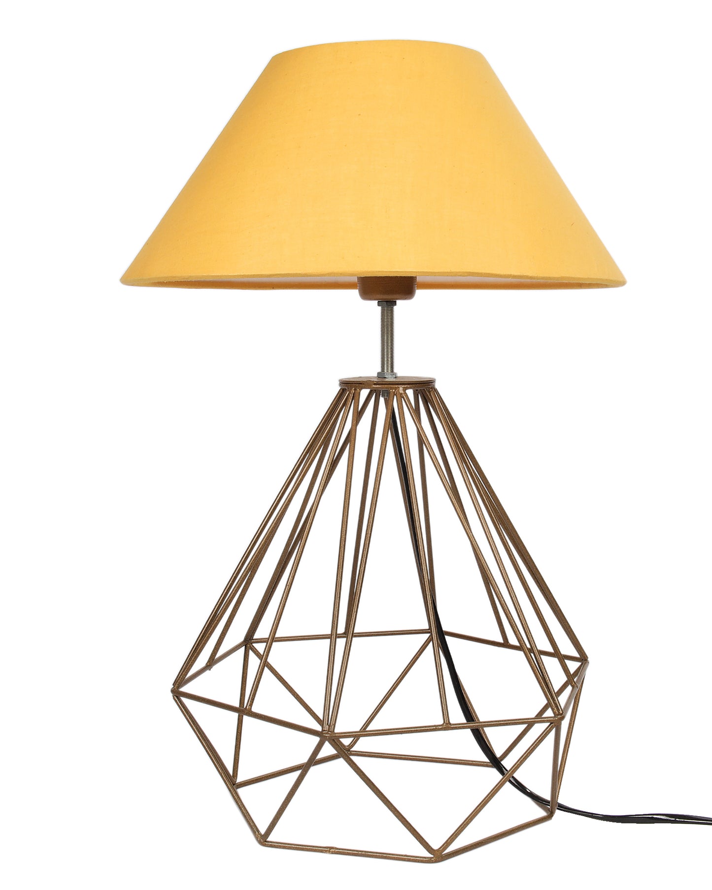 Modern Farmhouse Metal Diamond Desk Table Lamp with Light Bulb Decorative Bed Table Side Golden Light