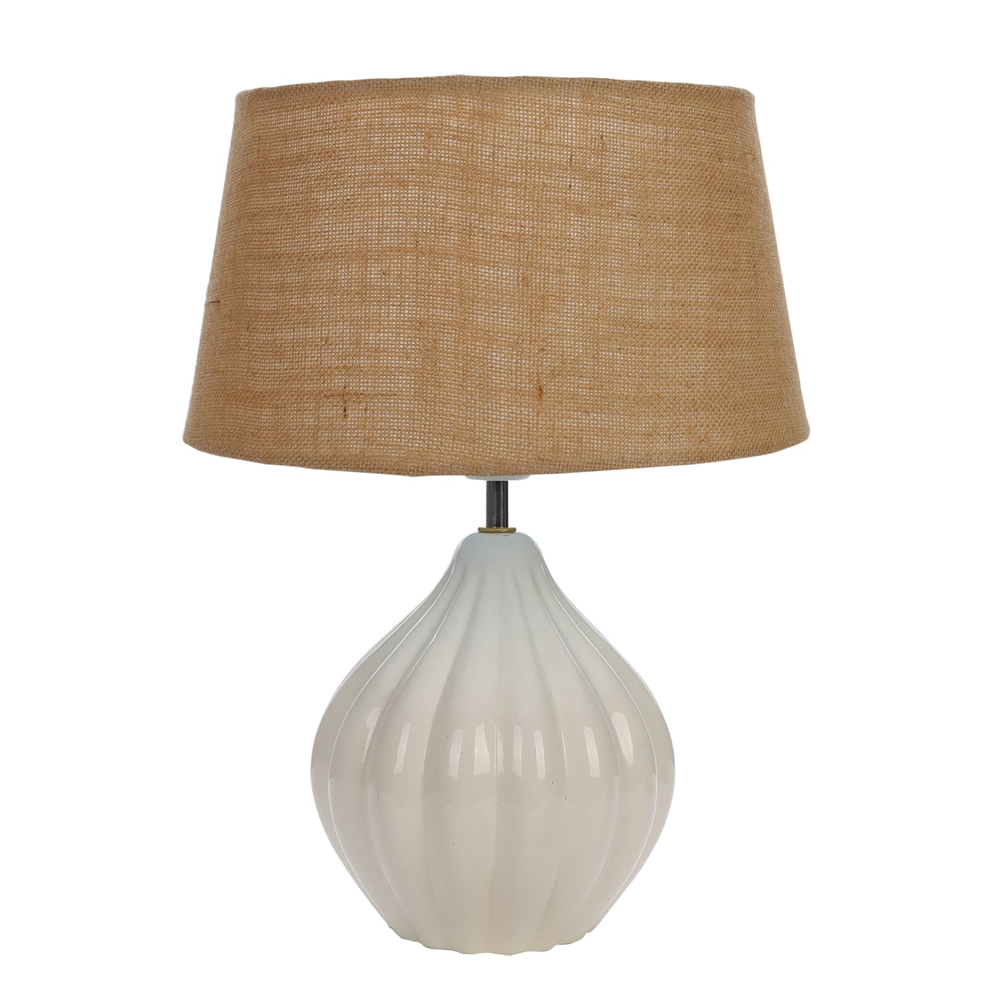 Home Traditional Ribbed Strip Pattern Ceramic Table Lamp For Living Room Table Desk Lamp With Shade