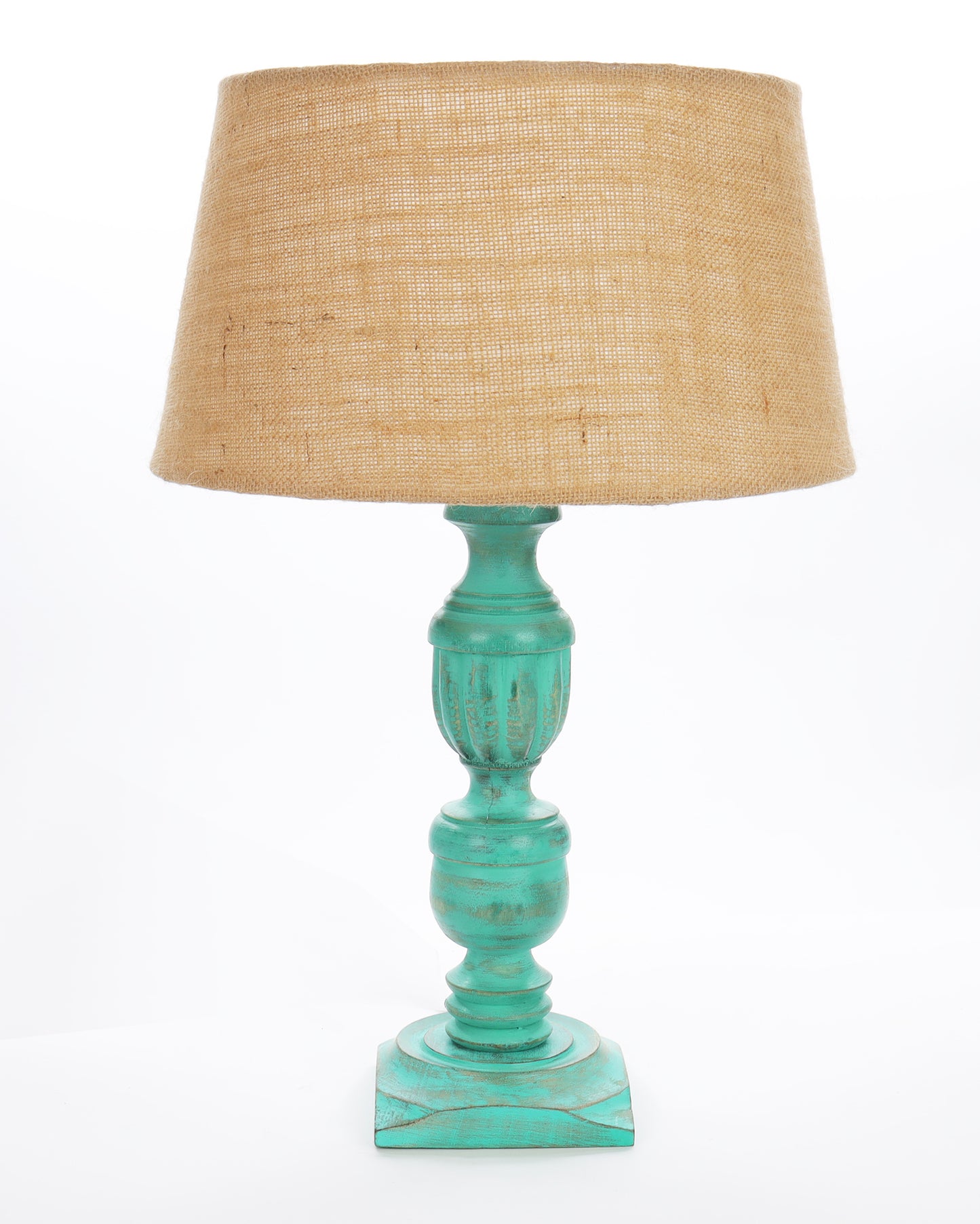 Rustic Algae French Trophy Carved Table lamp with Empire Jute Shade