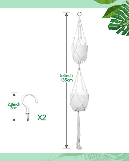 Macrame plant hanger, plant hangers indoor, hanging planters, Handmade weaving, hanging planters indoor, Natural organic cotton,hanging planters indoor, set of 2, Double