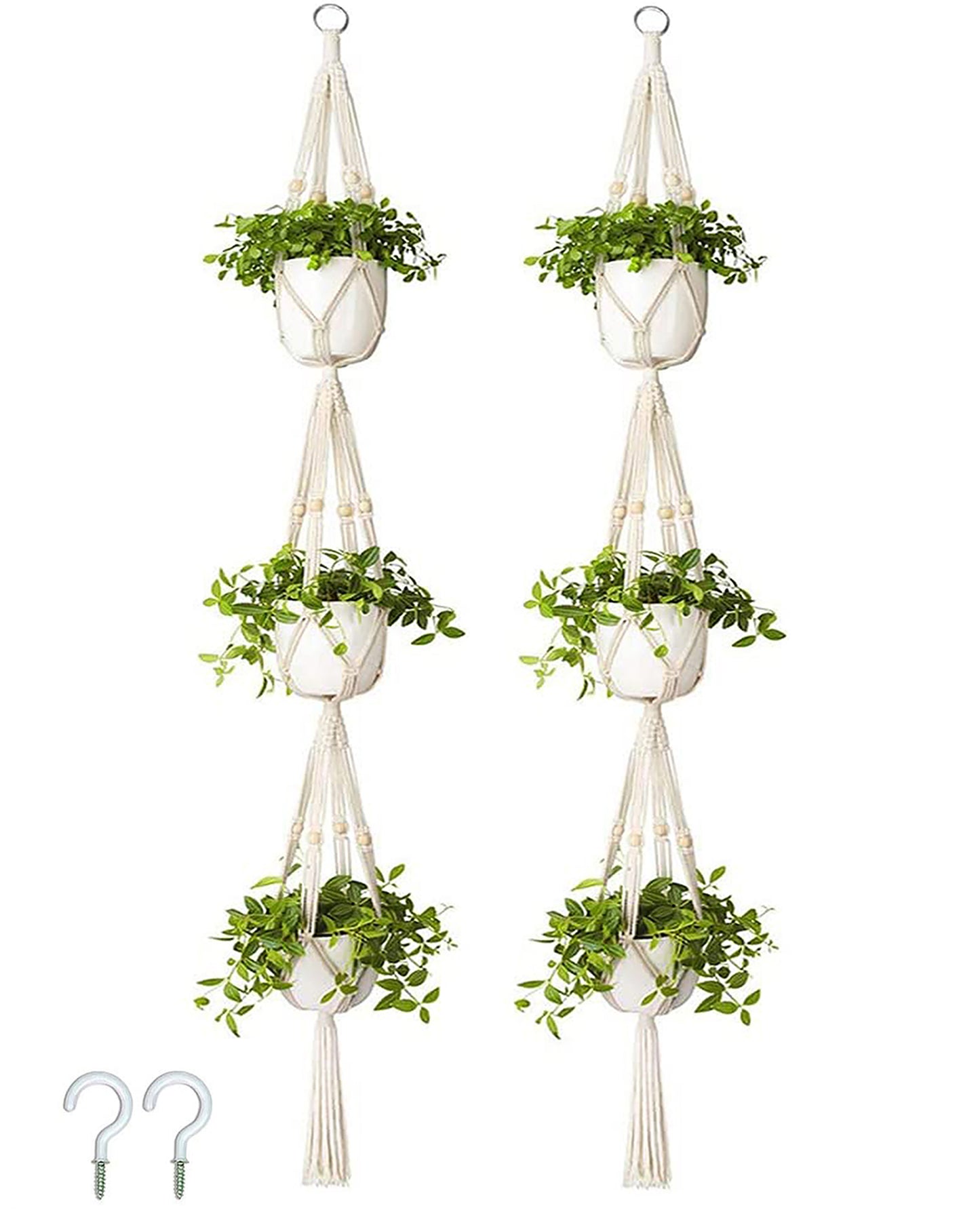 set of 2 Macrame plant hanger plant hangers indoor Handmade weaving  3 Layer