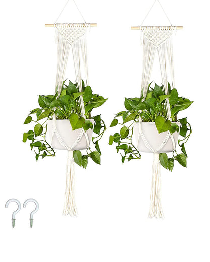 Macrame plant hanger, plant hangers indoor, hanging planters, Handmade weaving, hanging planters indoor, Natural organic cotton,hanging planters indoor, set of 2, Weaving