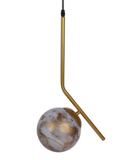 Mid Century Modern Golden Light Chandelier , Planet Series Frosted Glass Globe Lampshade Pendant Indoor Hanging Light Fixture, Tilt L