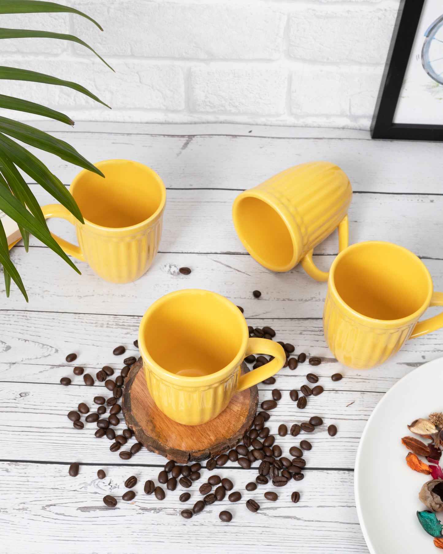 Handmade Irish Coffee Tea & Beer Mugs, Set of four Altered Glaze latte Cups, Strips