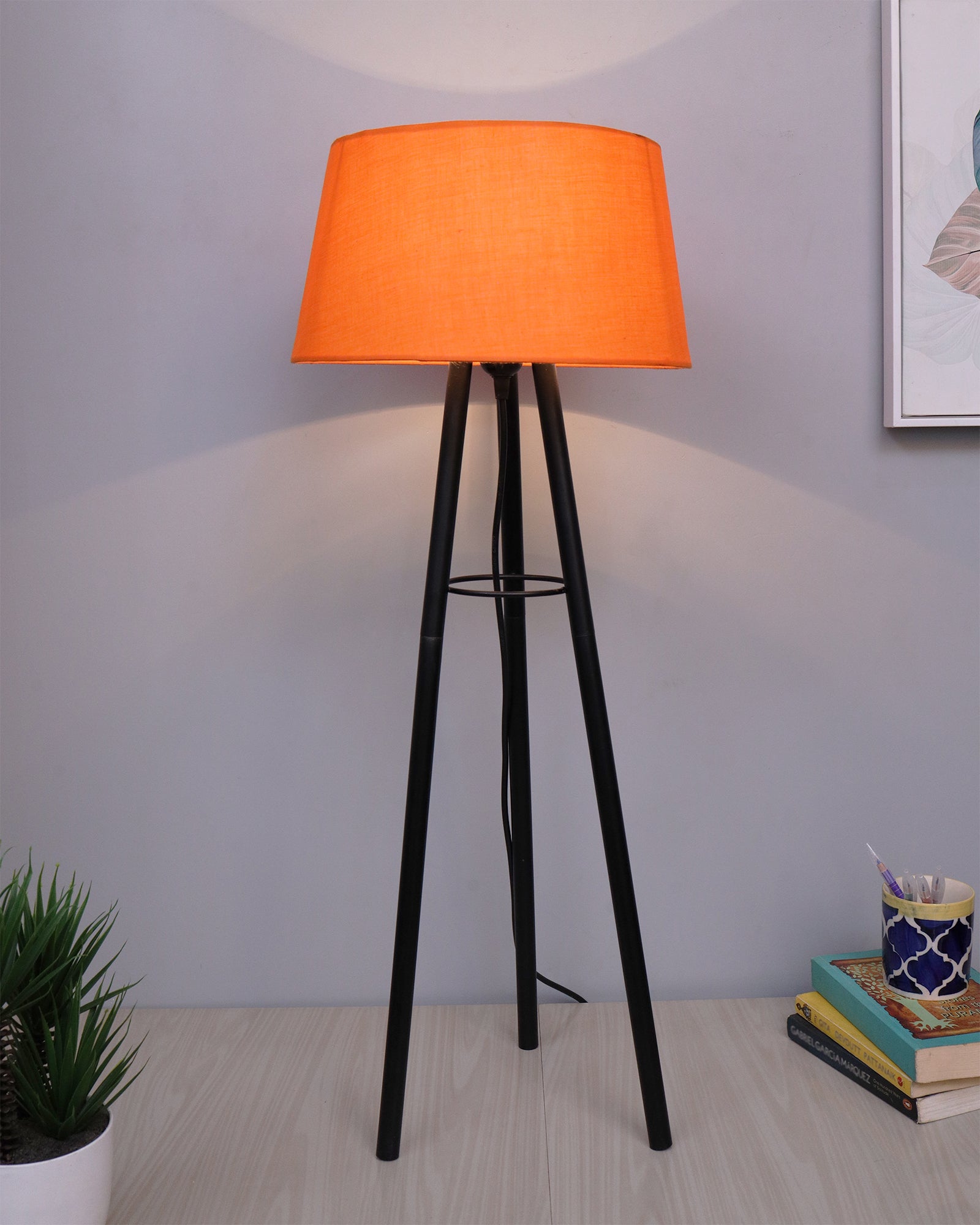 Orange tripod best sale floor lamp