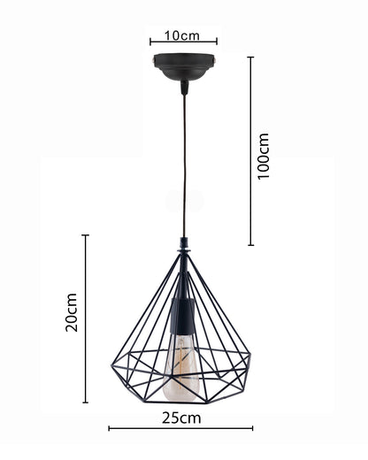 Black color metal Edison Filament Hanging DIAMOND caged, E27 Holder, Decorative, Urban Retro style,Ceiling Lamp