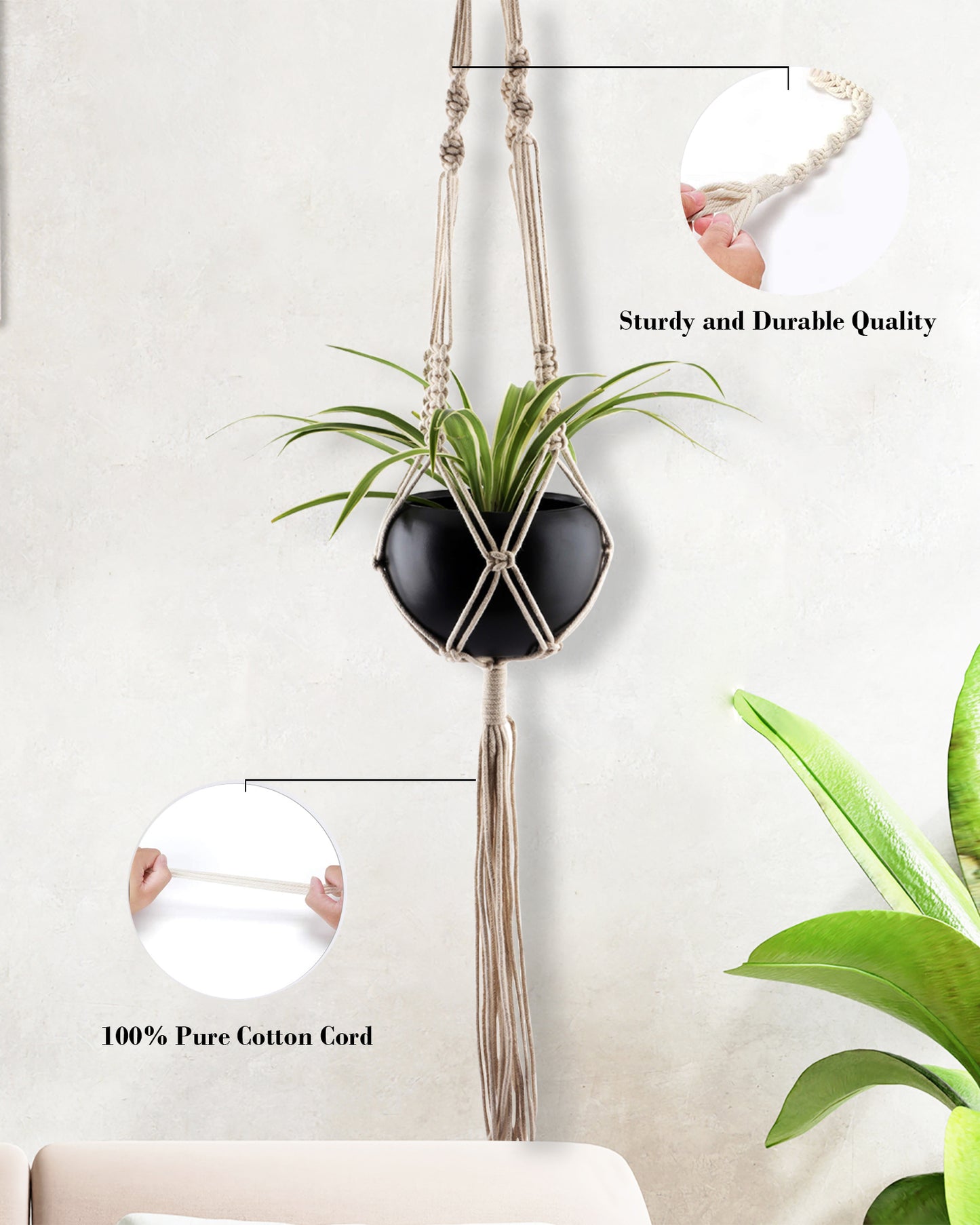 Macreme Hanging Planter Large Macrame with Pot Pack of 1