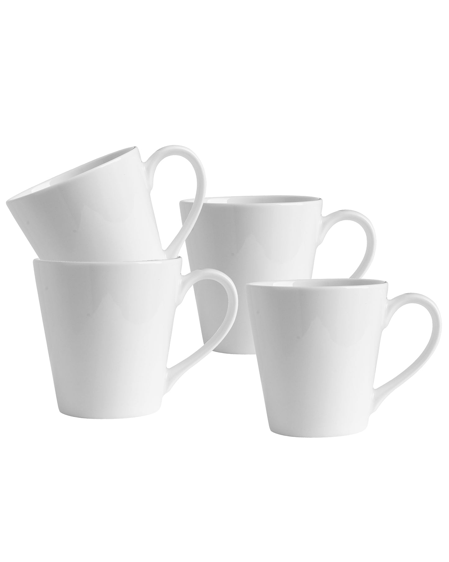 Diana Cone White Porcelain Latte Coffee Milk Mug, 290 ml, set of 2