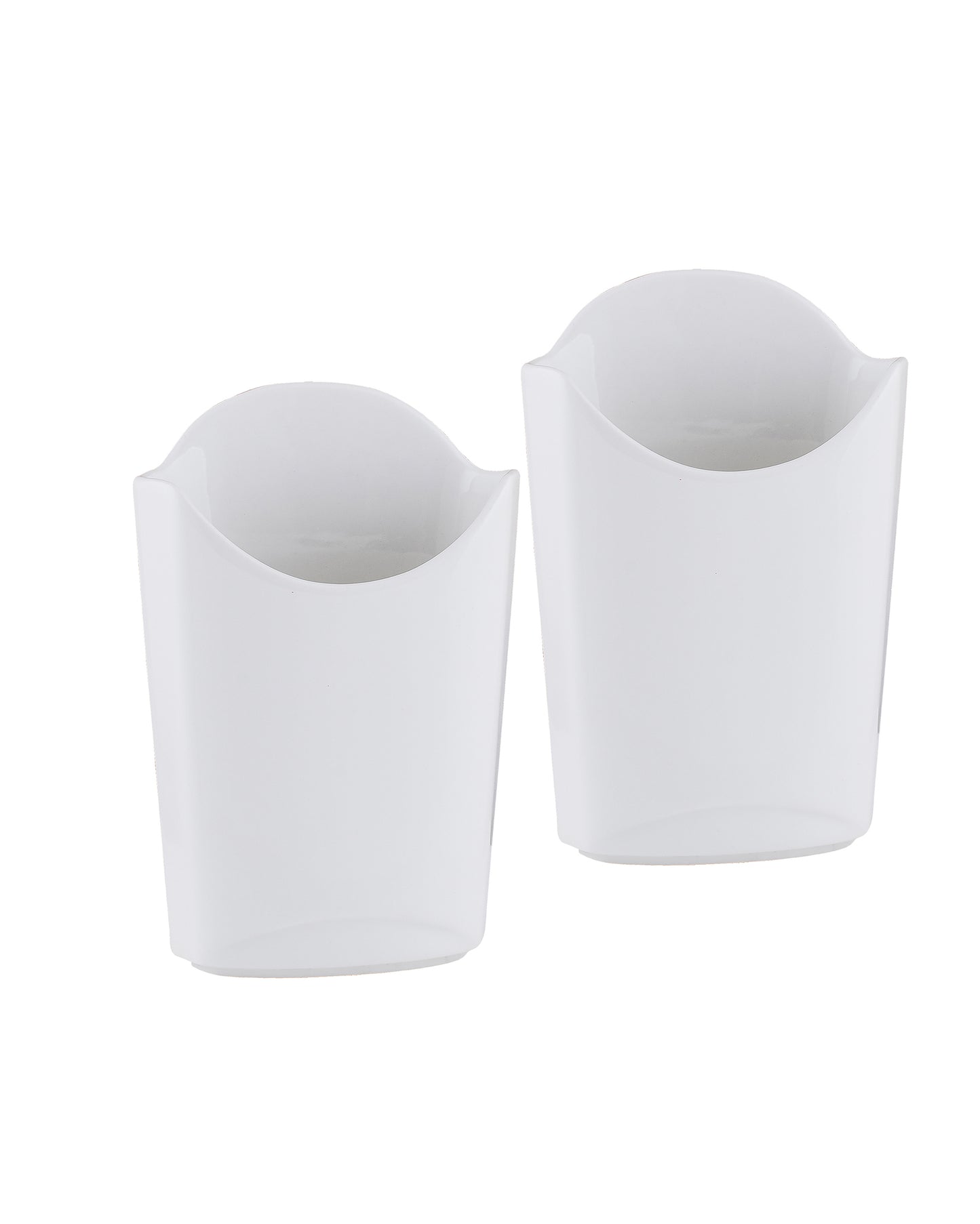 Fine Porcelain Finger Food Pockets, Snacks French Fries, Vegetables Holder, White, Set of 2