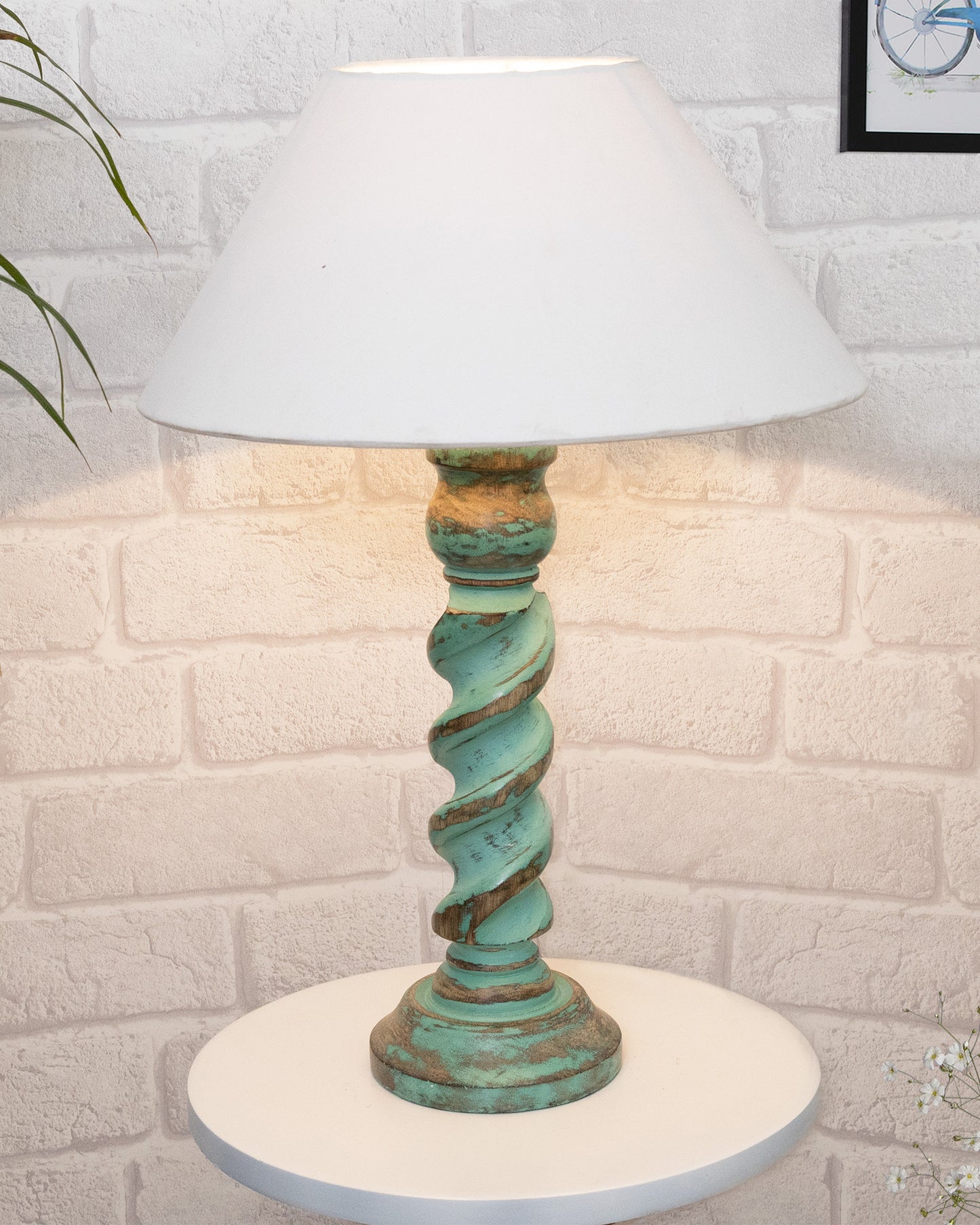 Signature Rustic Rope Algae Table Lamp With White Cone Shade, Farmhouse, Living Room, Bedroom, House Bedside Nightstand, Home, Office, Reading Light